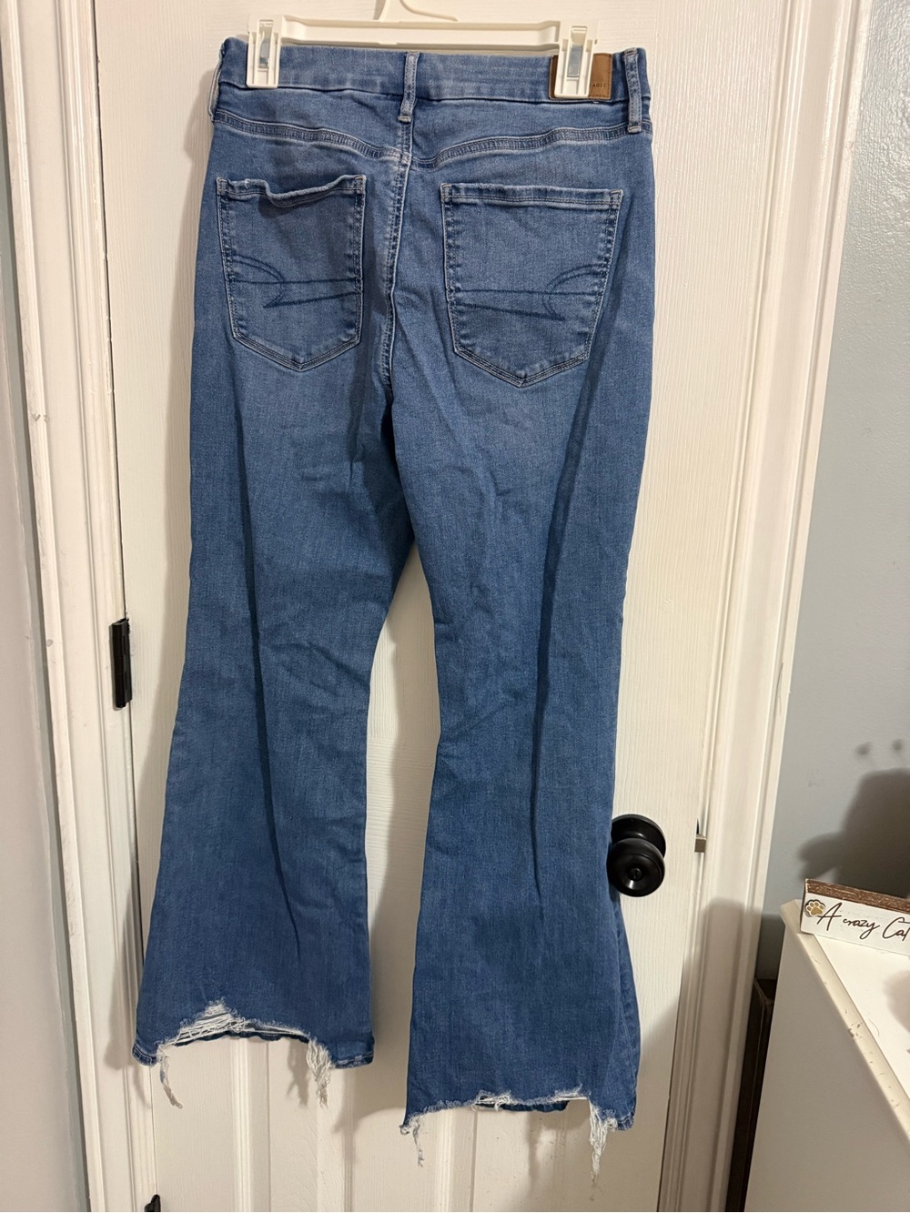 American Eagle Outfitters Distressed Blue Flare Jeans - Picture 2 of 4